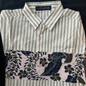 Louis Vuitton Striped Floral Hawaii Logo Print Shirt
